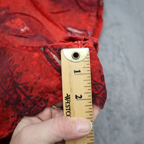 Swim Shorts Womens Red Elastic Waist Drawstring Button Pocket Graphic Print - Picture 4 of 14